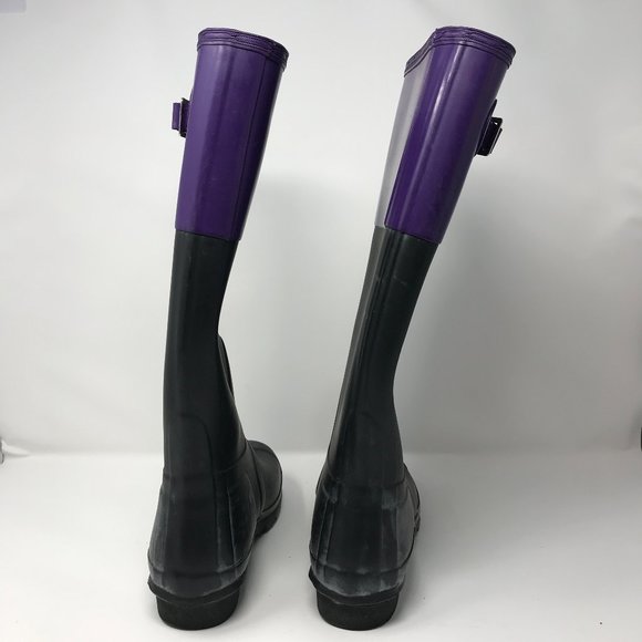 Hunter Original Color Block W25229 Women’s Tall Black/Purple - Picture 4 of 6